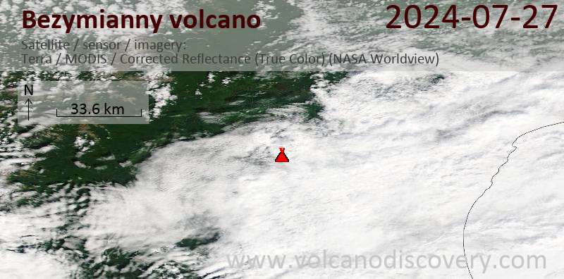 Bezymianny Volcano Volcanic Ash Advisory: VA CONTINUOUSLY OBS IN SATELLITE IMAGERY OBS VA DTG: 27/0520Z to 15000 ft (4600 m)