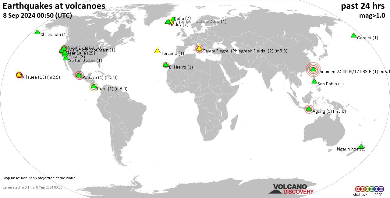 Volcano earthquake report for Sunday,  8 Sep 2024