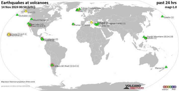 Volcano earthquake report for Thursday, 14 Nov 2024