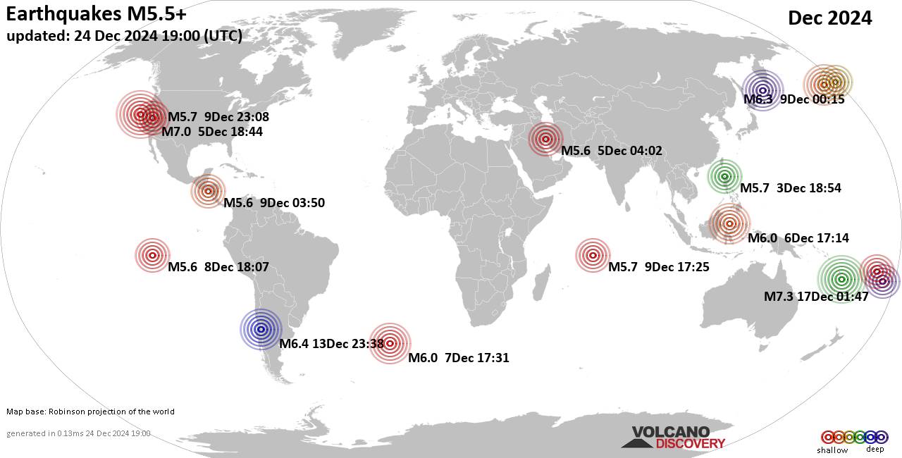 World Earthquake Report for December 2024