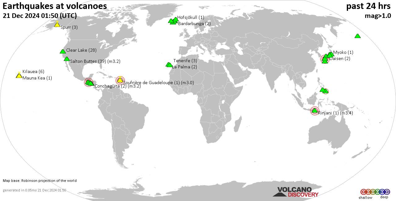 Volcano earthquake report for Saturday, 21 Dec 2024