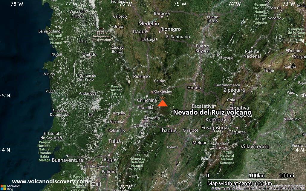 Nevado del Ruiz Volcano Volcanic Ash Advisory: NEW VA EMS OBS  to 20000 ft (6100 m)