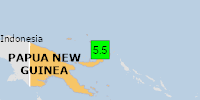 Green earthquake alert (Magnitude 5.5M, Depth:10km) in Papua New Guinea 21/01/2025 11:15 UTC, 250 thousand in 100km.