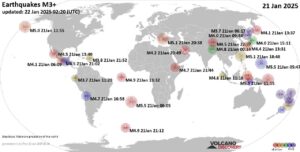 World Earthquake Report for Tuesday, 21 January 2025