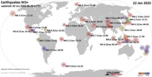 World Earthquake Report for Wednesday, 22 January 2025