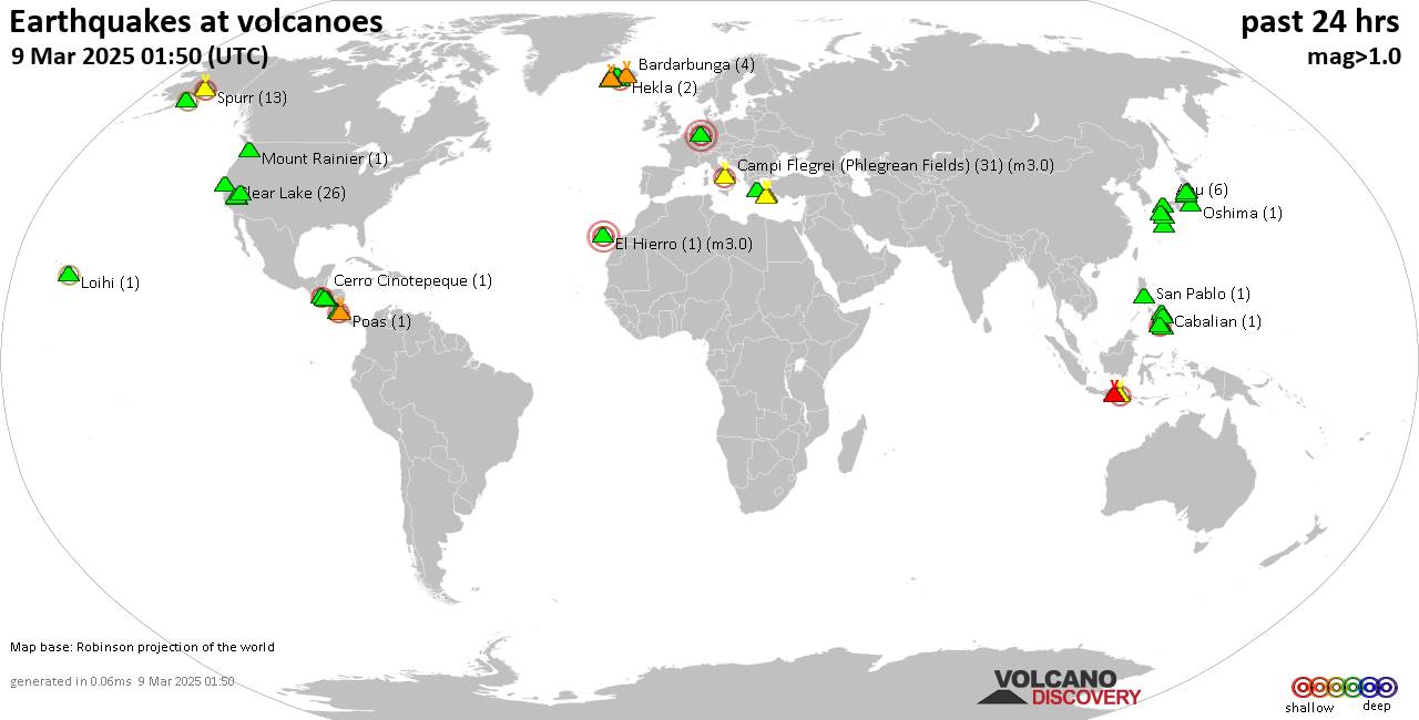 Volcano earthquake report for Sunday,  9 Mar 2025