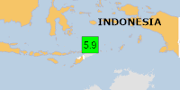 Green earthquake alert (Magnitude 5.9M, Depth:479.099km) in Indonesia 15/05/2025 00:50 UTC, 20 thousand in 100km.