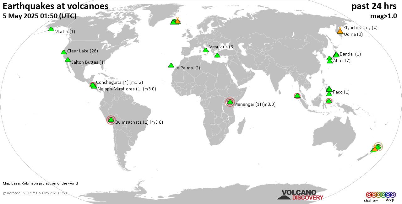 Volcano earthquake report for Monday,  5 May 2025