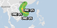 Orange alert for tropical cyclone ONE-25. Population affected by Category 1 (120 km/h) wind speeds or higher is 0  (10.997 million in Tropical Storm).