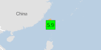 Green earthquake alert (Magnitude 5.9M, Depth:31.126km) in Taiwan 11/06/2025 11:00 UTC, 570 thousand in 100km.