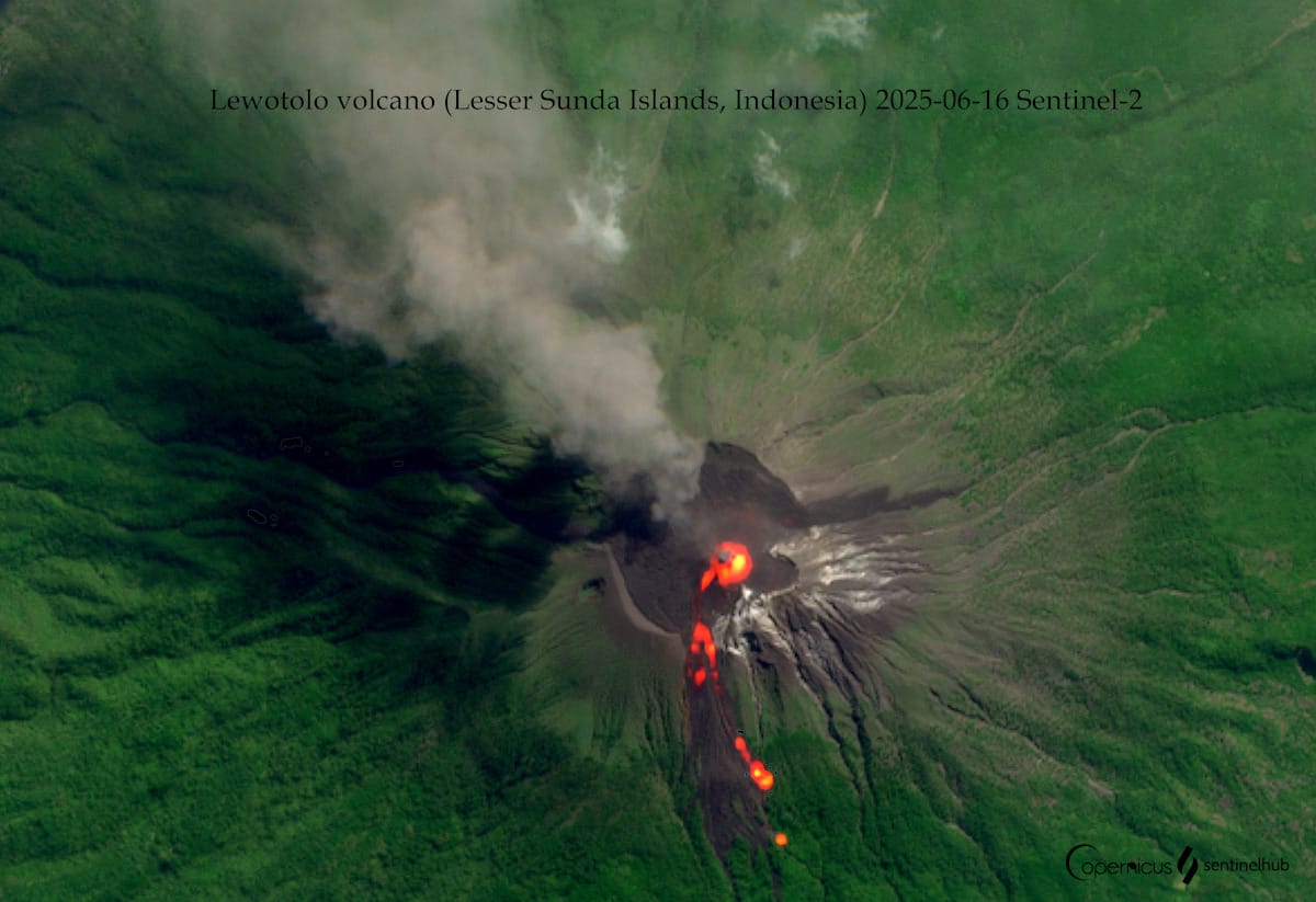 Lewotolo volcano (Lesser Sunda Islands, Indonesia): lava flow eruption on southern slope continues