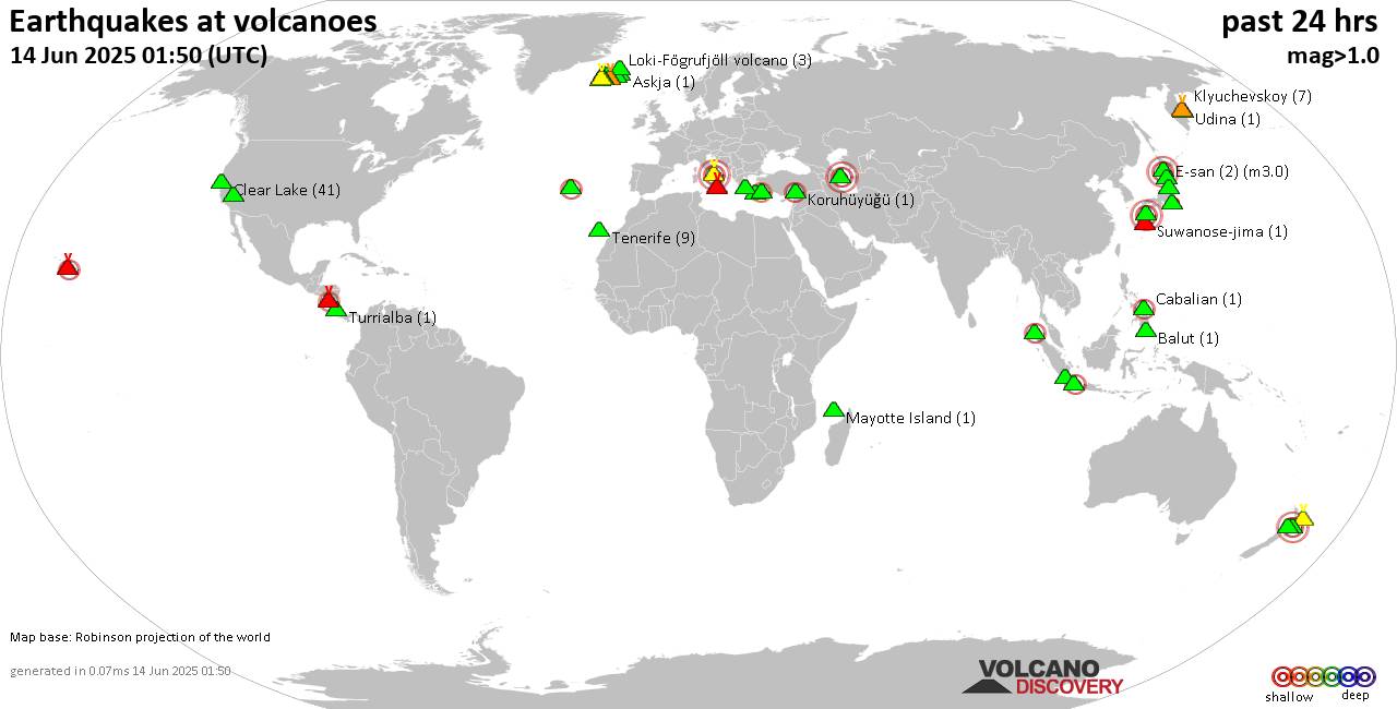 Volcano earthquake report for Saturday, 14 Jun 2025