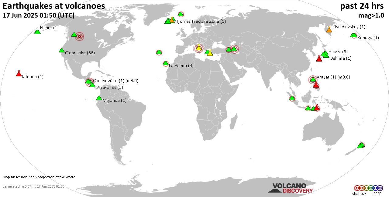 Volcano earthquake report for Tuesday, 17 Jun 2025