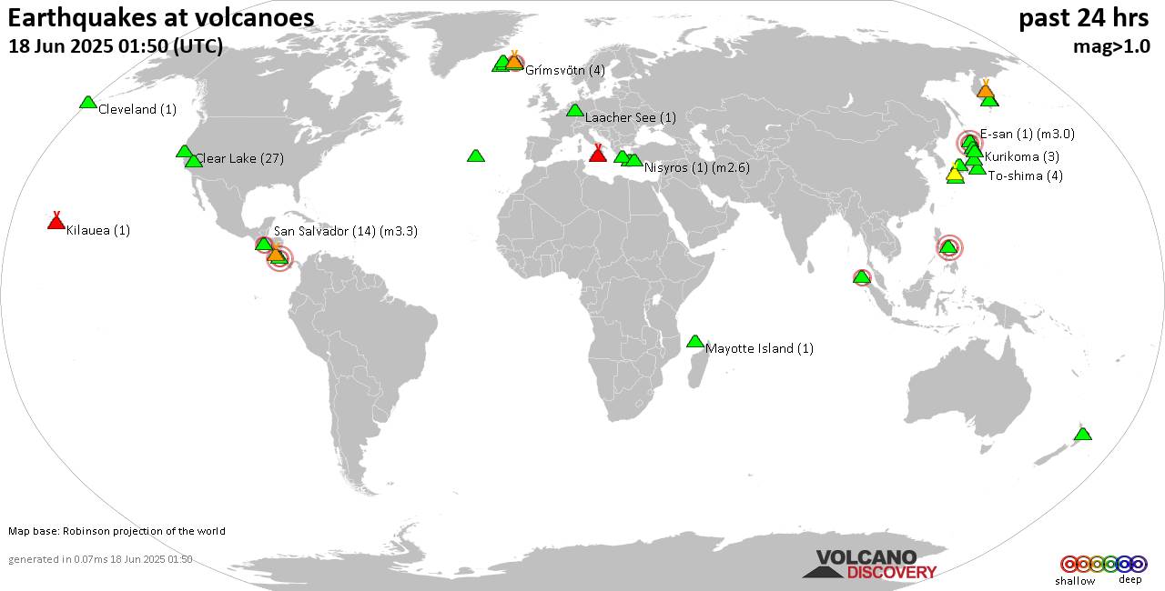 Volcano earthquake report for Wednesday, 18 Jun 2025