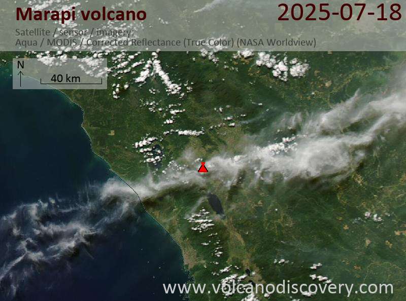 Volcanoes Today, 18 Jul 2025: Santiaguito volcano, Popocatépetl, Semeru, Ibu, Dukono, Marapi, Reventador, Erta Ale