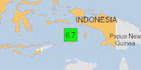 Green earthquake alert (Magnitude 6.7M, Depth:65.672km) in Indonesia 14/07/2025 05:49 UTC, 10 thousand in MMI&>=V.