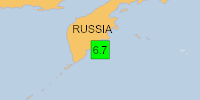 Green earthquake alert (Magnitude 6.7M, Depth:14.972km) in Russia 20/07/2025 06:28 UTC, Few people affected in MMI&>=V.