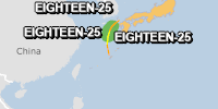 Green alert for tropical cyclone EIGHTEEN-25. Population affected by Category 1 (120 km/h) wind speeds or higher is 0  (0 in Tropical Storm).