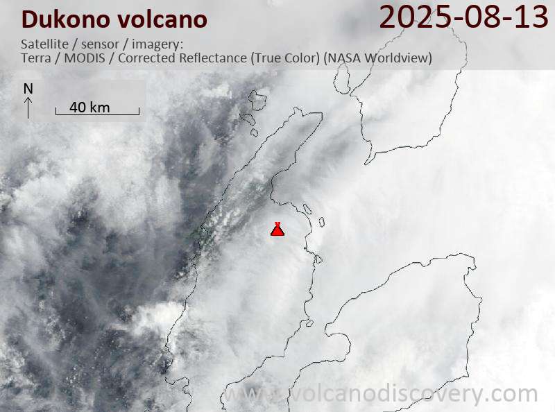 Dukono Volcano Volcanic Ash Advisory: VA TO FL060 REPORTED AT 13/0836Z EST VA DTG: 13/0830Z to 6000 ft (1800 m)