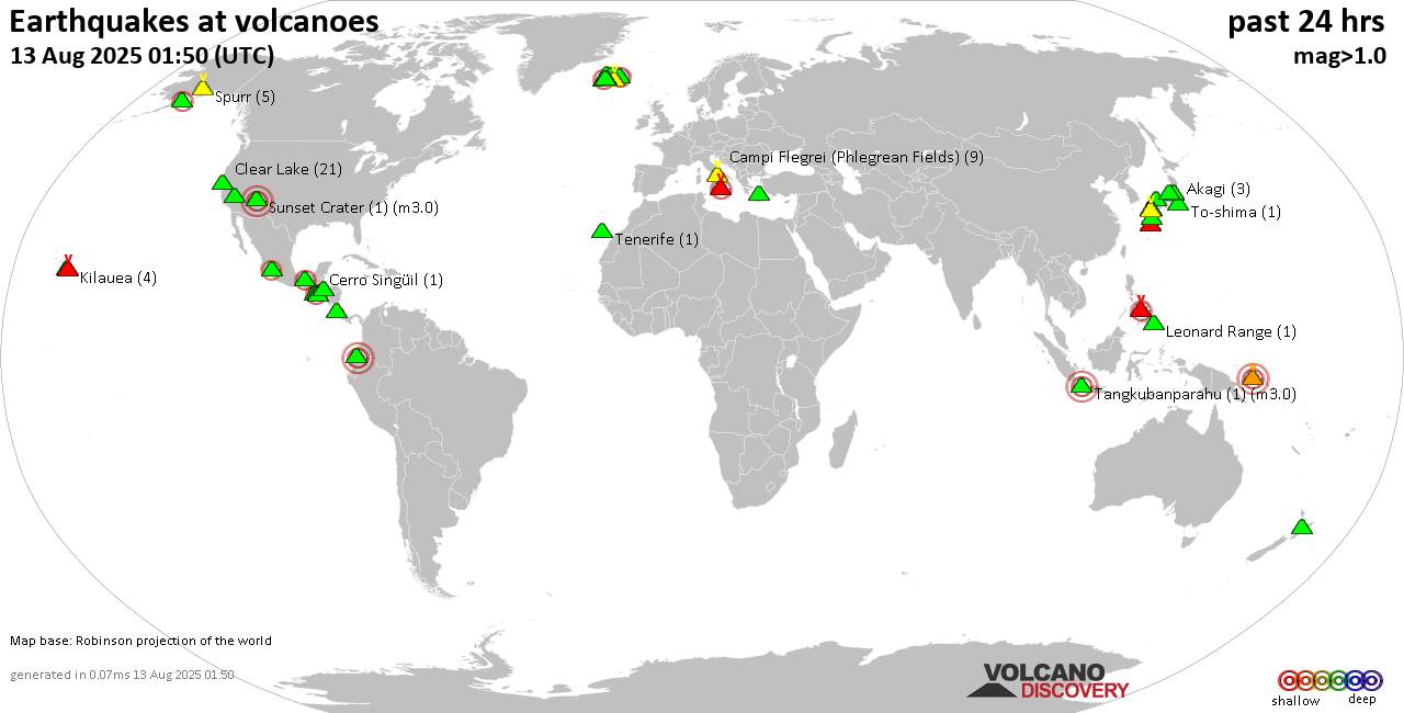 Volcano earthquake report for Wednesday, 13 Aug 2025