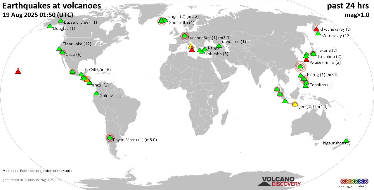 Volcano earthquake report for Tuesday, 19 Aug 2025
