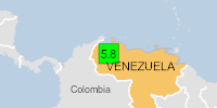 Green earthquake alert (Magnitude 5.8M, Depth:10km) in Venezuela 25/09/2025 06:55 UTC, Few people affected (in MMI>=VII).