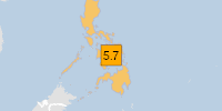 Orange earthquake alert (Magnitude 5.7M, Depth:10km) in Philippines 12/10/2025 17:05 UTC, 110 thousand (in MMI>=VII).