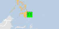 Green earthquake alert (Magnitude 5.5M, Depth:43.143km) in Philippines 14/10/2025 02:00 UTC, 670 thousand in MMI IV.