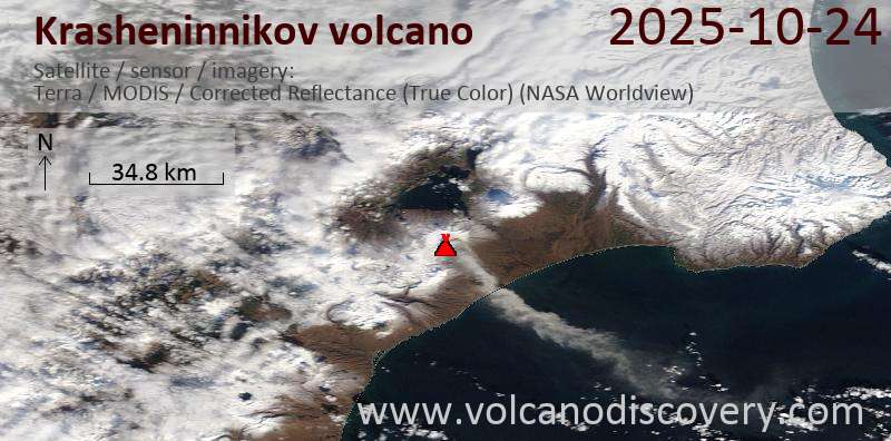 Krasheninnikov Volcano Volcanic Ash Advisory: VA AT 20251024/0301Z FL090 EXTD SE REPORTED OBS VA DTG: 24/0340Z to 9000 ft (2700 m)