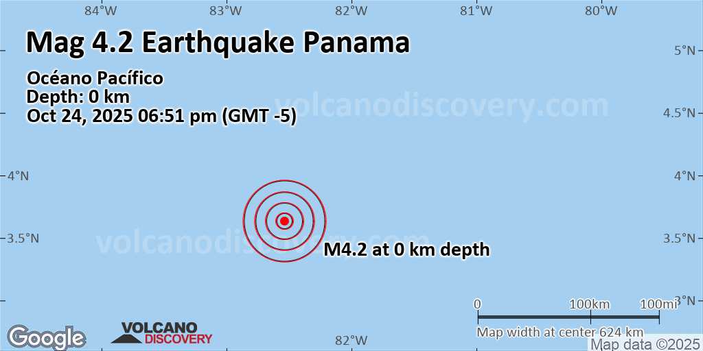 Moderate mag. 4.2 earthquake – Océano Pacífico on Friday, Oct 24, 2025, at 06:51 pm (GMT -5)