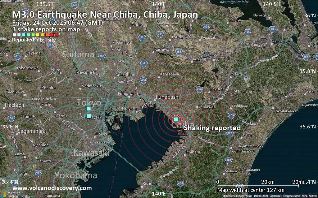 Seismic-like event, possible earthquake, reported few minutes ago near Chiba, Chiba, Japan