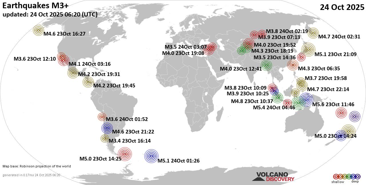 World Earthquake Report for Friday, 24 October 2025