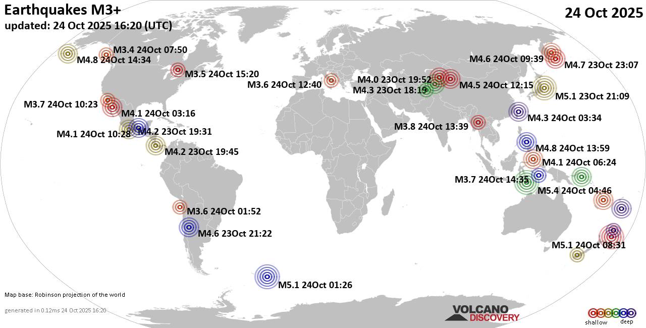 World Earthquake Report for Friday, 24 October 2025