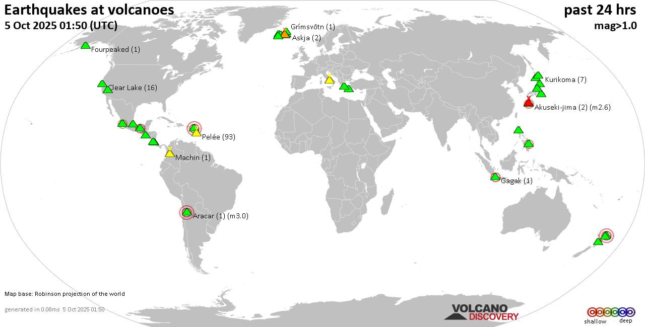 Volcano earthquake report for Sunday,  5 Oct 2025