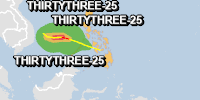 Green notification for tropical cyclone THIRTYTHREE-25. Population affected by Category 1 (120 km/h) wind speeds or higher is 0  (2.031 million in Tropical Storm).