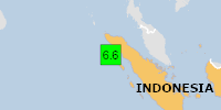 Green earthquake (Magnitude 6.6M, Depth:25.388km) in Indonesia 27/11/2025 04:56 UTC, 10 thousand (in MMI>=VII).