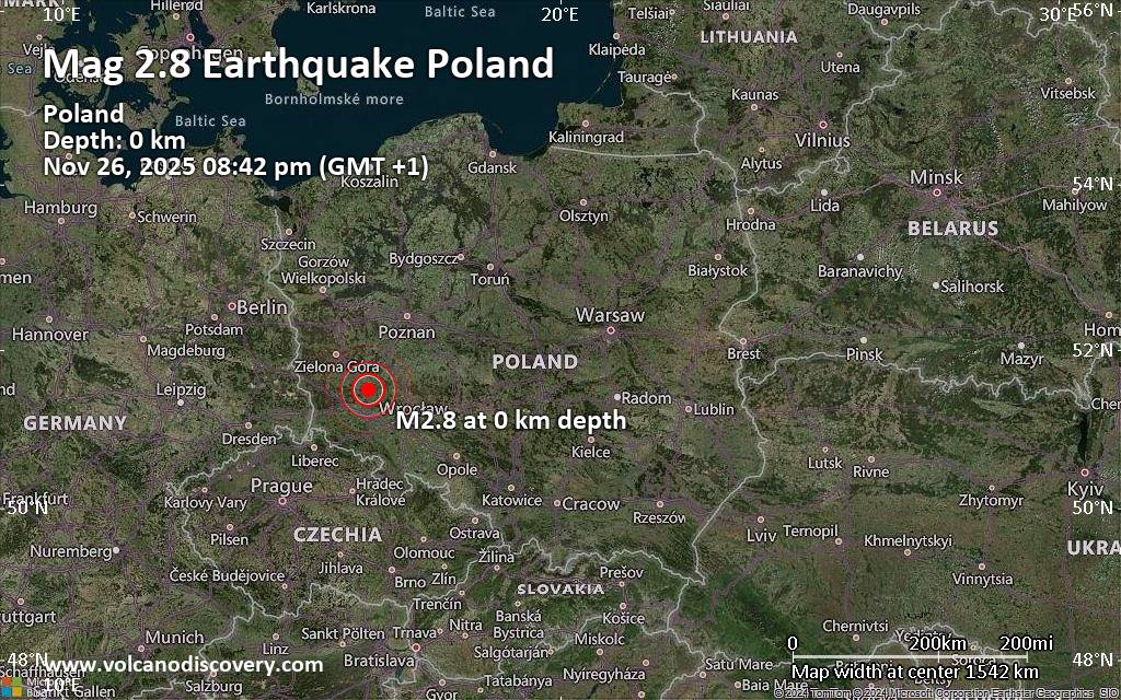 Magnitude 2.8 earthquake strikes near Lubin, Lubin County, Lower Silesian Voivodeship, Poland