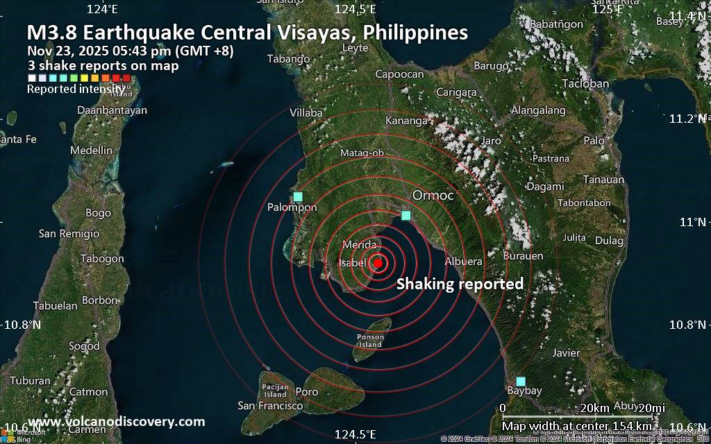 Seismic-like event, possible earthquake, reported few minutes ago near Cebu City, Central Visayas, Philippines