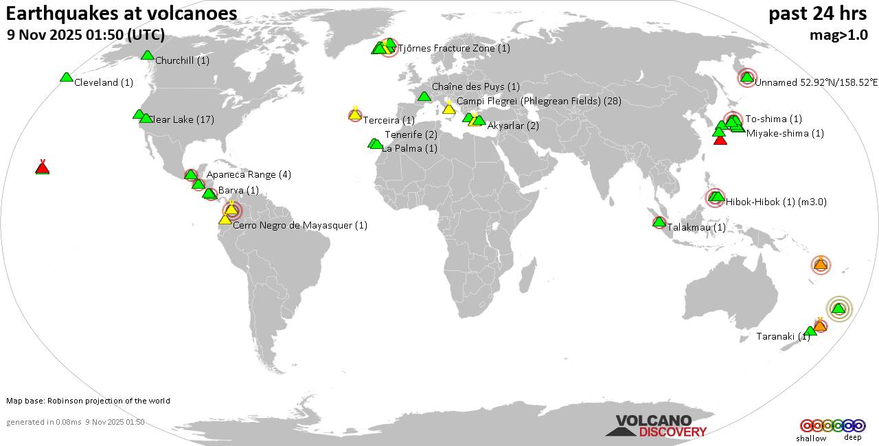 Volcano earthquake report for Sunday,  9 Nov 2025