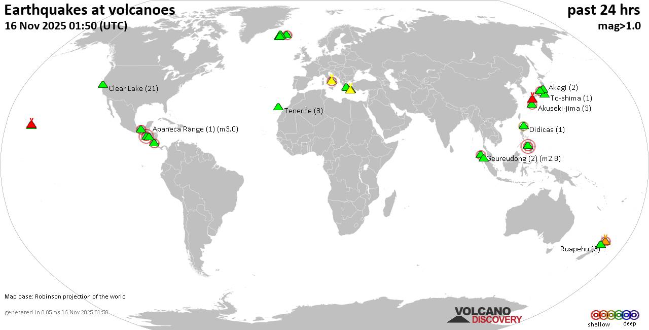 Volcano earthquake report for Sunday, 16 Nov 2025