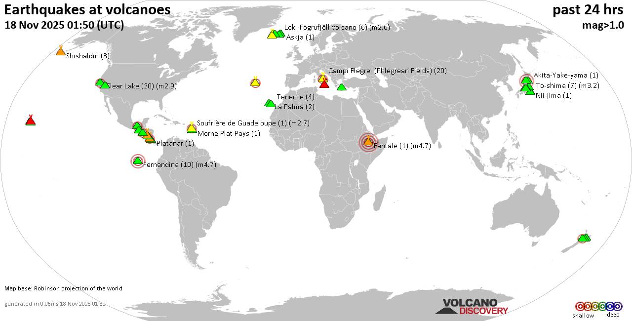 Volcano earthquake report for Tuesday, 18 Nov 2025