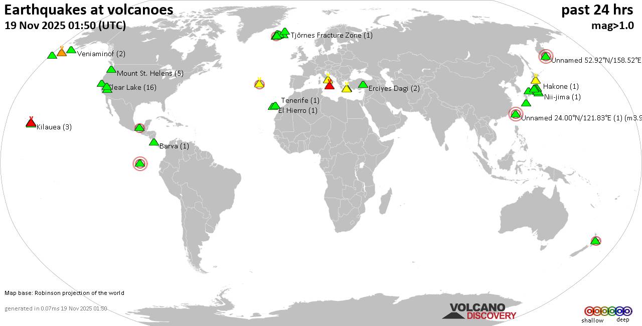 Volcano earthquake report for Wednesday, 19 Nov 2025