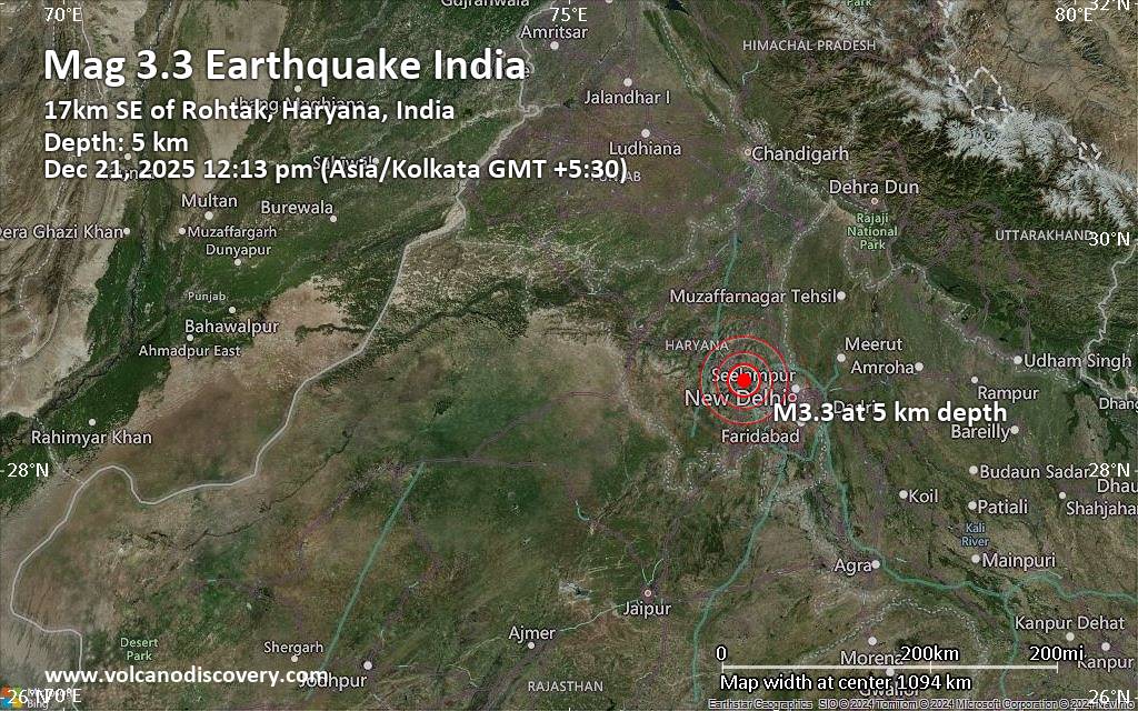 Small 3.3 quake hits near Rohtak, Haryana, India