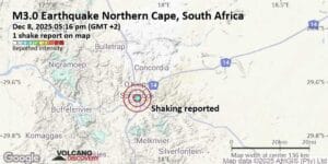 Seismic-like event, possible earthquake, reported few minutes ago near Springbok, Northern Cape, South Africa