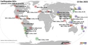 World Earthquake Report for Saturday, 13 December 2025