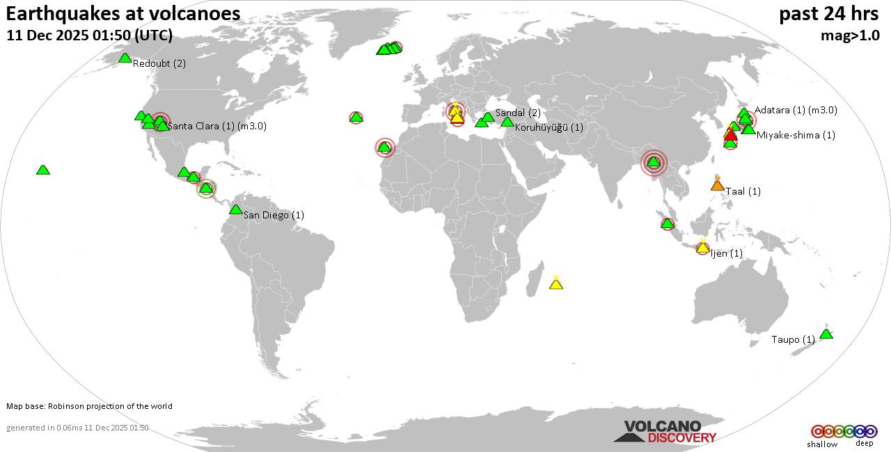 Volcano earthquake report for Thursday, 11 Dec 2025