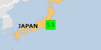 Green earthquake (Magnitude 5.5M, Depth:41.356km) in Japan 28/10/2026 15:07 UTC, 100 thousand in MMI V.