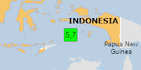 Green earthquake (Magnitude 5.7M, Depth:128.068km) in Indonesia 28/10/2026 22:06 UTC, Few people affected in MMI III.