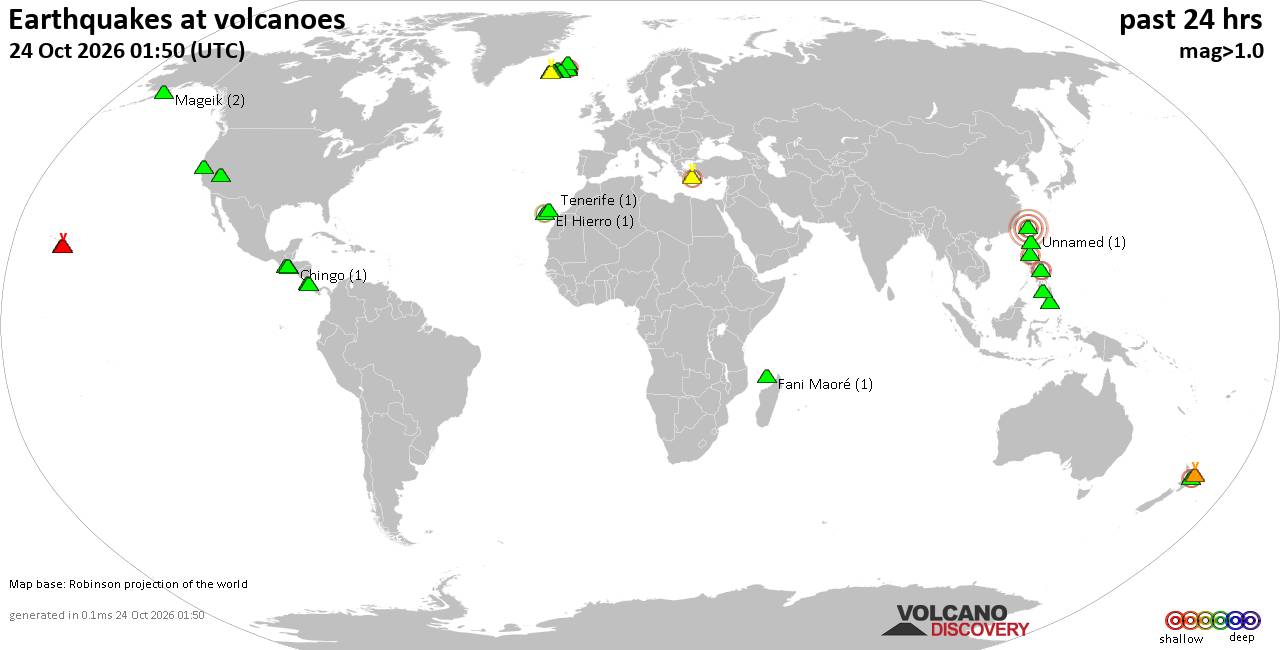 Volcano earthquake report for Saturday, 24 October 2026